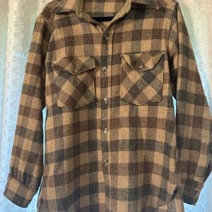 Vintage Woolrich Plaid Wool Flannel Brown and tan plaid
